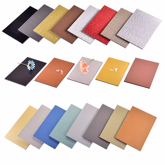 Painéis compostos de alumínio (1220X2440X4mm) 0, 21 mm para revestimento de paredes em edifícios Preços no atacado Painel composto de alumínio escovado